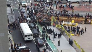This is when they started to erect a barricade yesterday at Zuccotti Park in NYC.